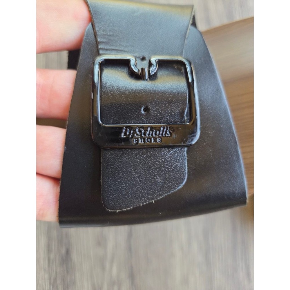Dr Scholl's Original Collection Exercise Sandals Black Wood Buckle 70s Y2K 9 - Picture 3 of 8